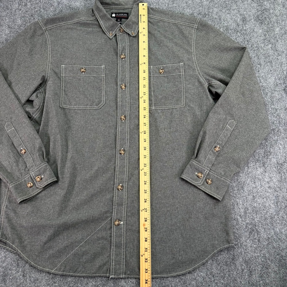 Alaskan Hardgear Duluth Trading Shirt Men XL Grey Bush Pilot Button Down Stretch - Picture 7 of 12